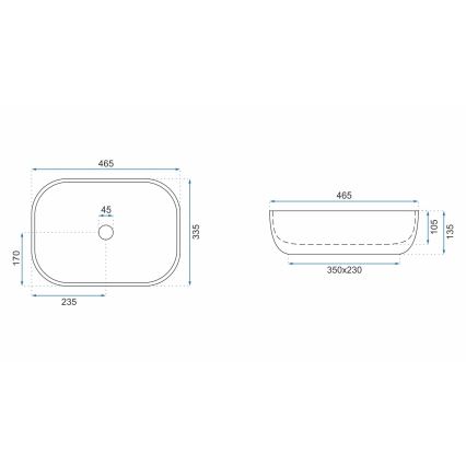 REA-U3802 - Lavabo para encimera LIVIA 33,5x46,5 cm cerámica/gris/acabado efecto mármol