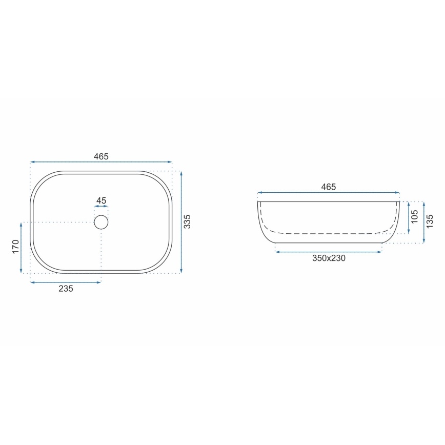 REA-U3802 - Lavabo para encimera LIVIA 33,5x46,5 cm cerámica/gris/acabado efecto mármol