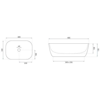 REA-U4000 - Lavabo para encimera BELINDA 33x46,5 cm cerámica/efecto piedra