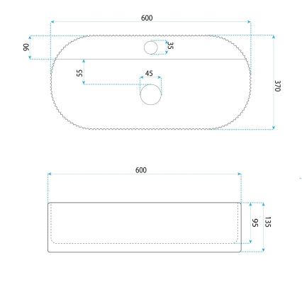 REA-U4002 - Lavabo sobre encimera MARCELA 37x60 cm cerámica/blanco brillante