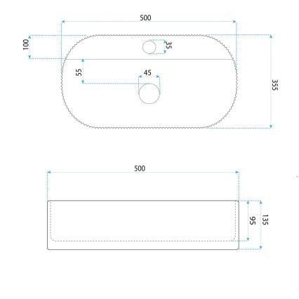 REA-U4003 - Lavabo sobre encimera MARCELA 35,5 x 50 cm cerámica/blanco brillante