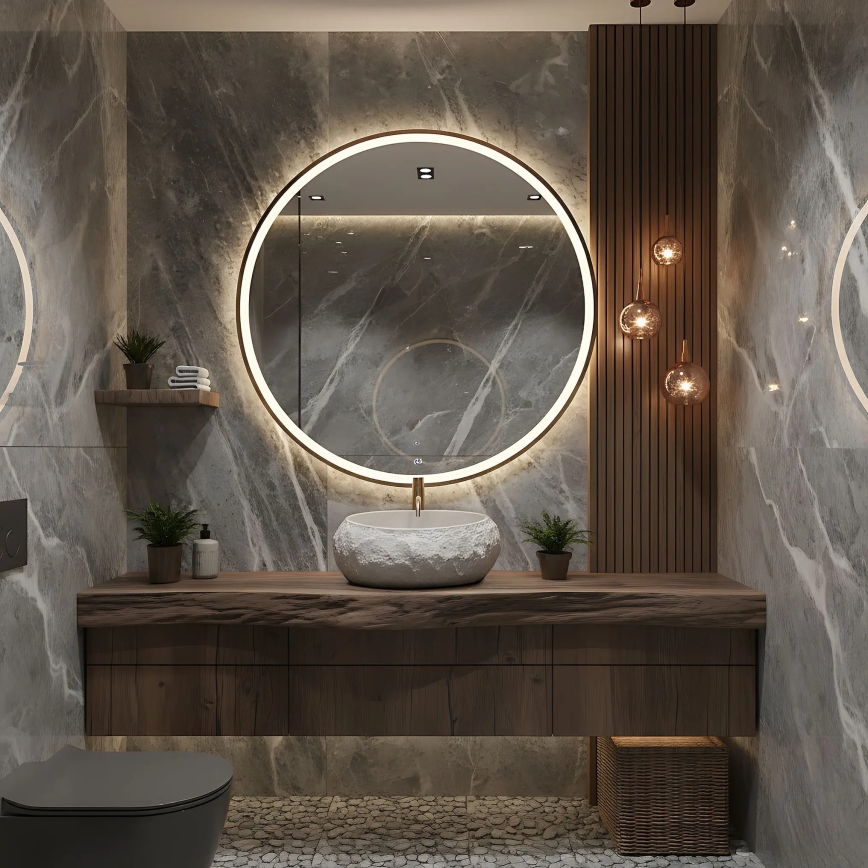 REA-U4332 - Lavabo sobre encimera MIKA 38x50 cm beige/gris/imitación de piedra