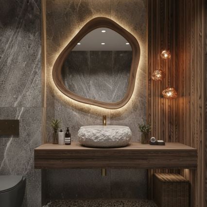 REA-U4332 - Lavabo sobre encimera MIKA 38x50 cm beige/gris/imitación de piedra