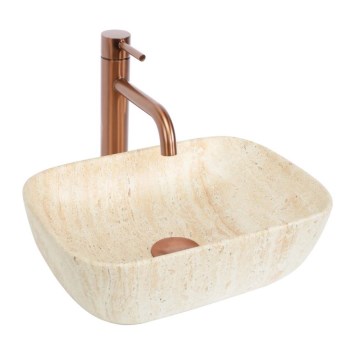 REA-U4700 - Lavabo para encimera BELINDA 25x36 cm cerámica/beige/efecto piedra