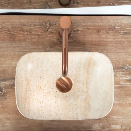 REA-U4700 - Lavabo para encimera BELINDA 25x36 cm cerámica/beige/efecto piedra