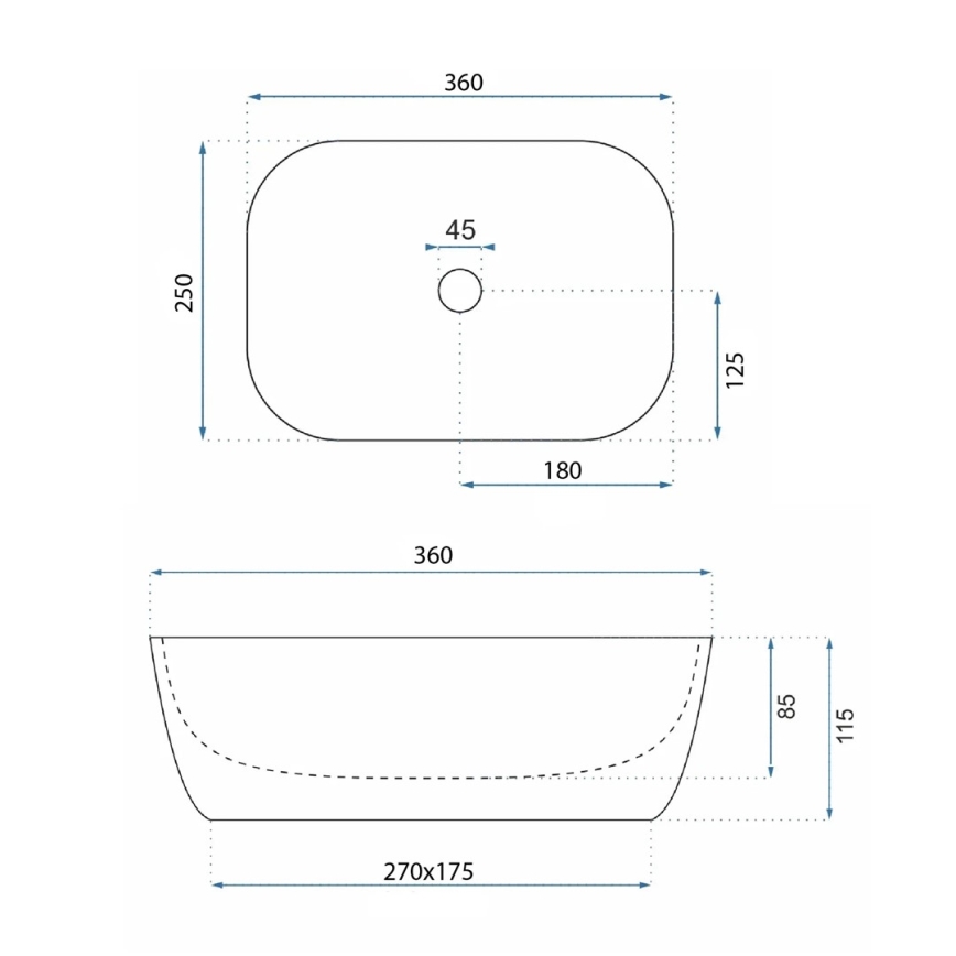 REA-U4700 - Lavabo sobre encimera BELINDA MINI  25x36 cm cerámica/beige/imitación de piedra