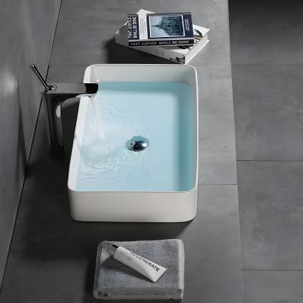REA-U4800 - Lavabo para encimera DENIS 35x61,5 cm cerámica/blanco brillante