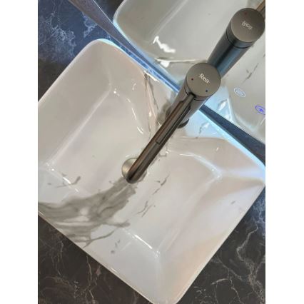 REA-U5052 - Lavabo sobre encimera KELLY 38x49 cm cerámica/blanco/efecto mármol