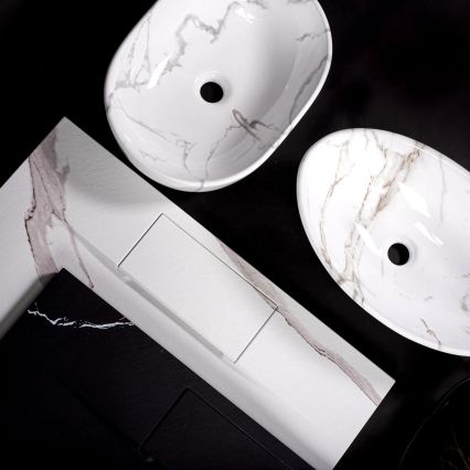 REA-U5052 - Lavabo sobre encimera KELLY 38x49 cm cerámica/blanco/efecto mármol