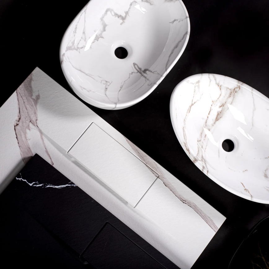 REA-U5052 - Lavabo sobre encimera KELLY 38x49 cm cerámica/blanco/efecto mármol