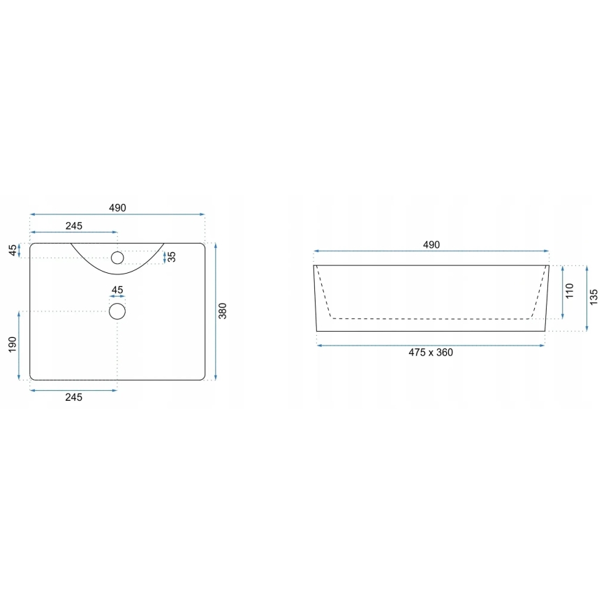REA-U5052 - Lavabo sobre encimera KELLY 38x49 cm cerámica/blanco/efecto mármol