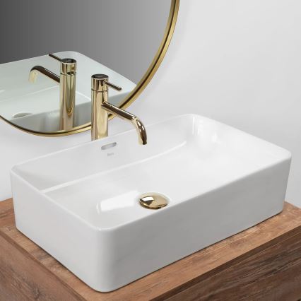 REA-U5055 - Lavabo de encimera BERTA 35,5x56 cm cerámica/blanco brillante