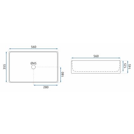 REA-U5055 - Lavabo de encimera BERTA 35,5x56 cm cerámica/blanco brillante