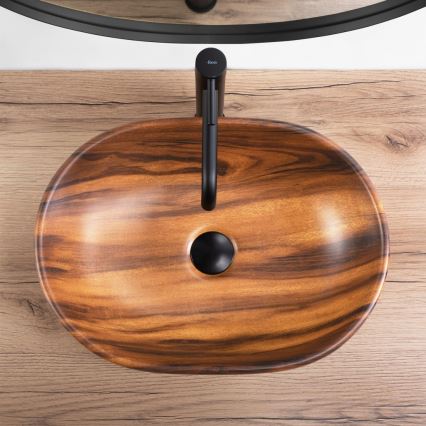 REA-U5060 - Lavabo sobre encimera AMELIA 34,5x48 cm cerámica / acabado efecto madera