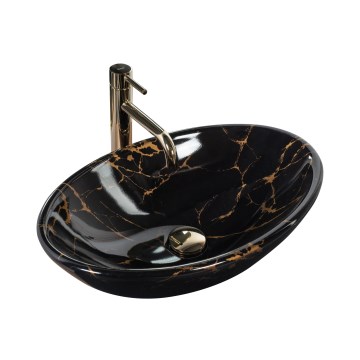 REA-U5067 - Lavabo para encimera PAMELA 33x53 cm cerámica/negro/efecto piedra
