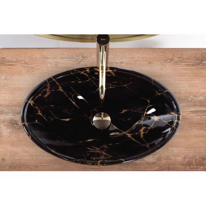 REA-U5067 - Lavabo para encimera PAMELA 33x53 cm cerámica/negro/efecto piedra