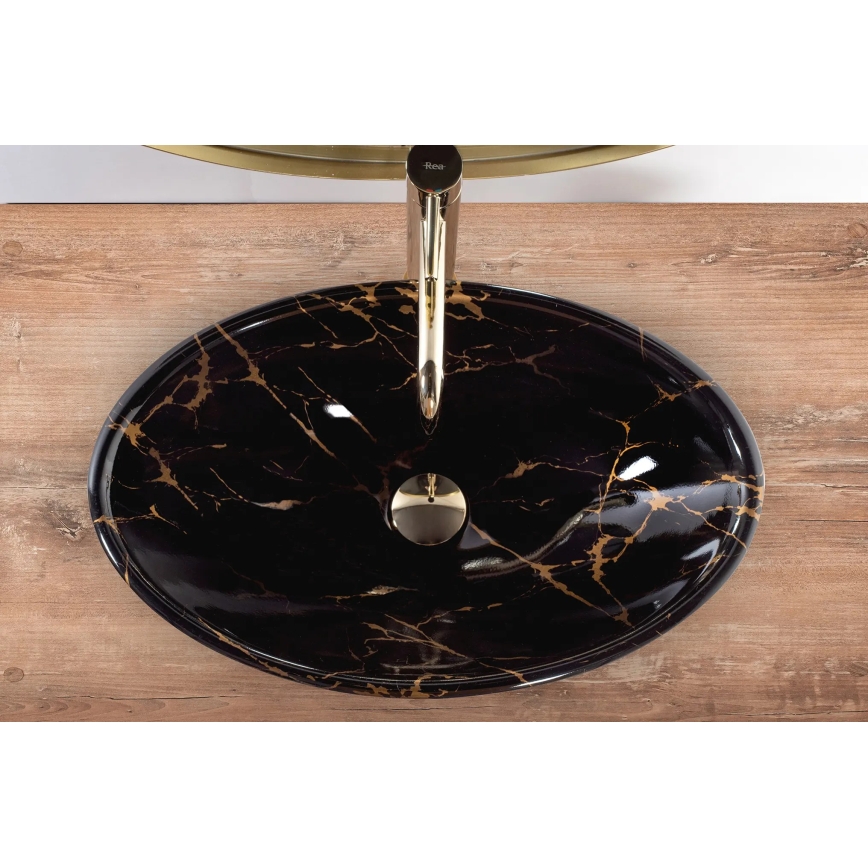 REA-U5067 - Lavabo para encimera PAMELA 33x53 cm cerámica/negro/efecto piedra