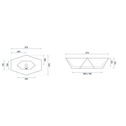 REA-U5602 - Lavabo sobre encimera VEGAS 37x57 cm cerámica/imitación de piedra