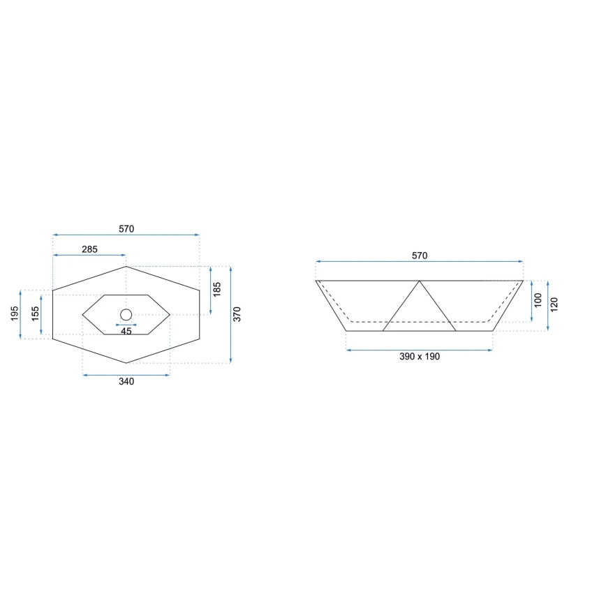 REA-U5602 - Lavabo sobre encimera VEGAS 37x57 cm cerámica/imitación de piedra