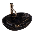 REA-U5611 - Lavabo sobre encimera SOFIA 34,5x41 cm cerámica/negro/efecto mármol
