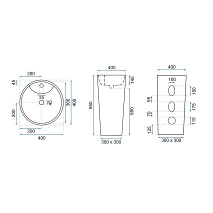REA-U5635 - Lavabo exento BLANKA 85x40 cm cerámica/blanco brillante