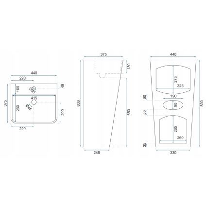 REA-U5637 - Lavabo exento ARIS 37,5x44 cm cerámica/blanco brillante