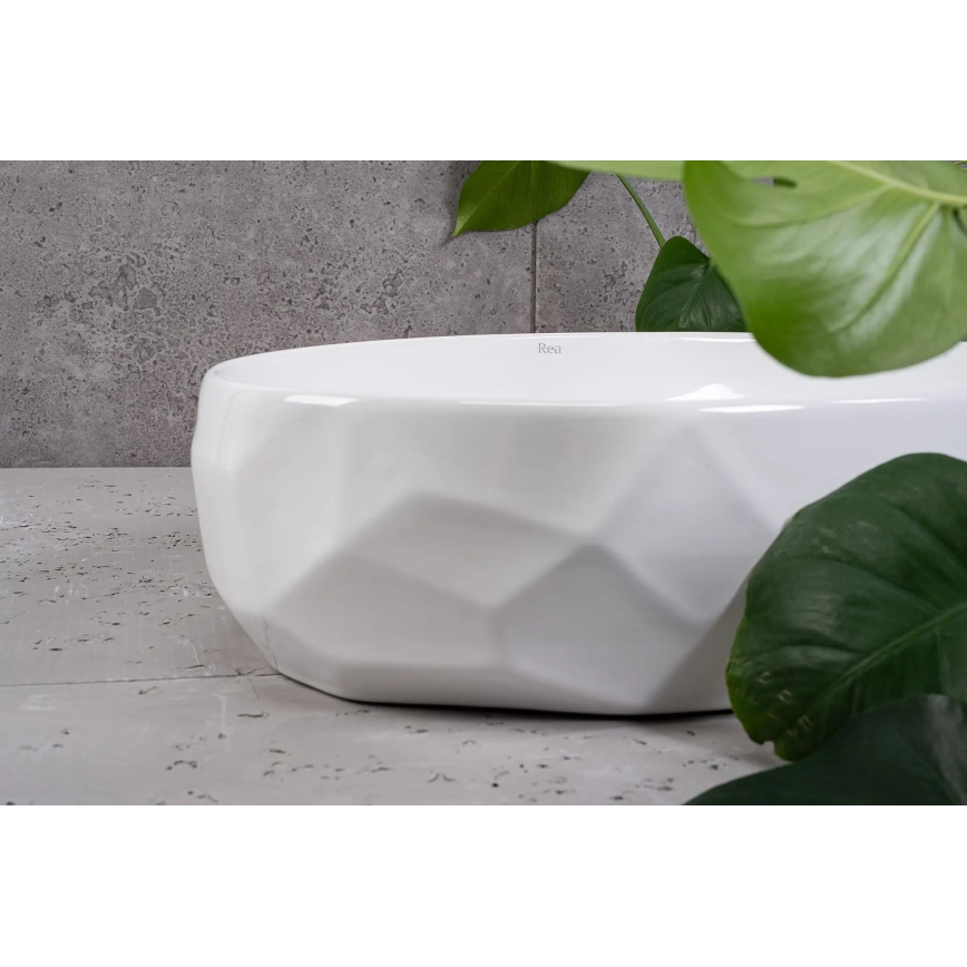 REA-U5660 - Lavabo para encimera MAYA 39x60 cm cerámica/blanco brillante