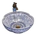 REA-U5666 - Lavabo sobre encimera VIVIEN Ø 42,5 cm cerámica/diseño ornamental