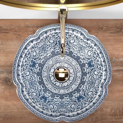 REA-U5666 - Lavabo sobre encimera VIVIEN Ø 42,5 cm cerámica/diseño ornamental