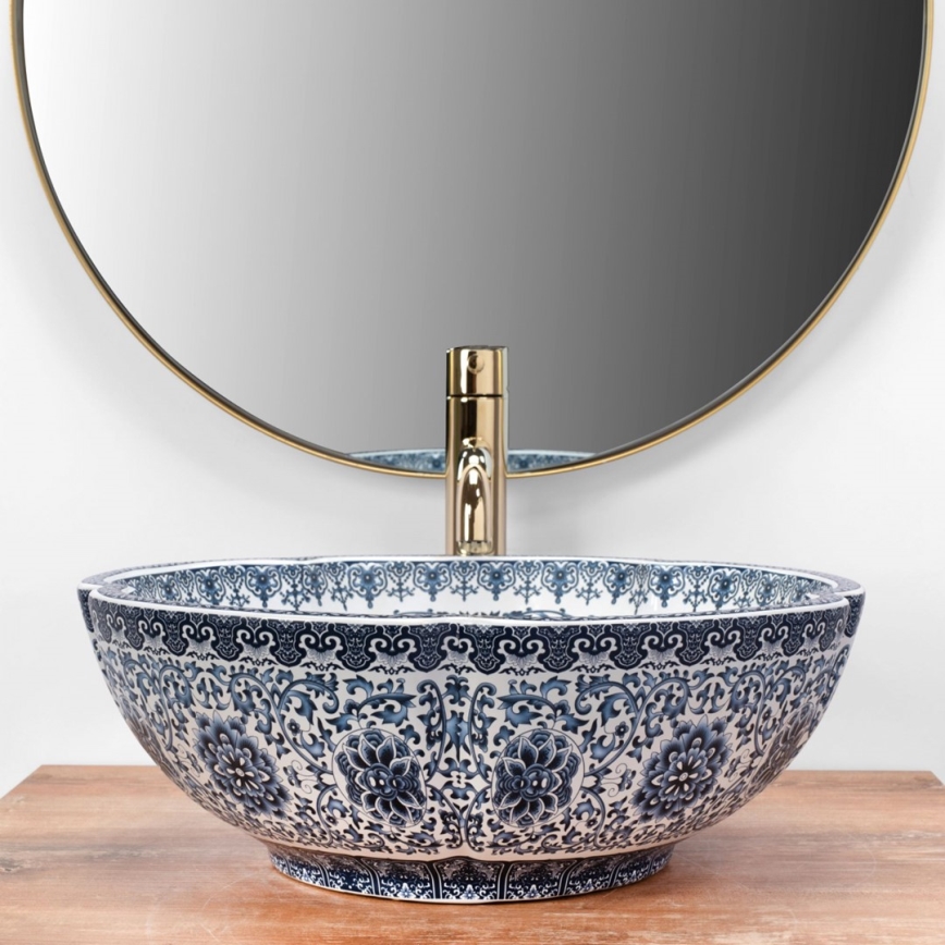 REA-U5666 - Lavabo sobre encimera VIVIEN Ø 42,5 cm cerámica/diseño ornamental
