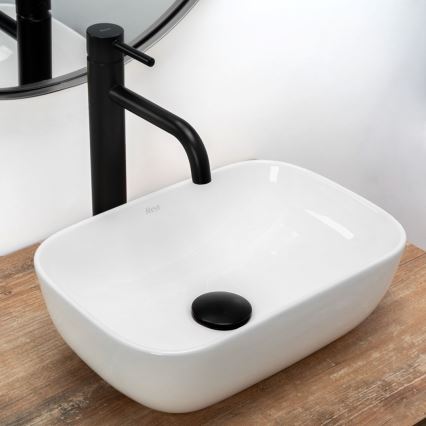 REA-U5667 - Lavabo sobre encimera BELINDA MINI 25 x 36 cm, cerámica, acabado blanco brillante