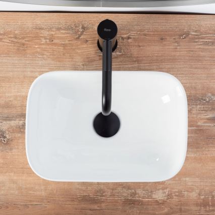 REA-U5667 - Lavabo sobre encimera BELINDA MINI 25 x 36 cm, cerámica, acabado blanco brillante