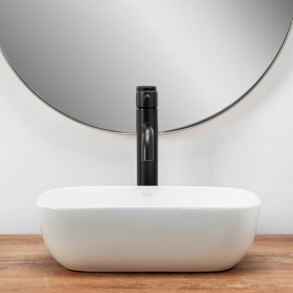 REA-U5667 - Lavabo sobre encimera BELINDA MINI 25 x 36 cm, cerámica, acabado blanco brillante