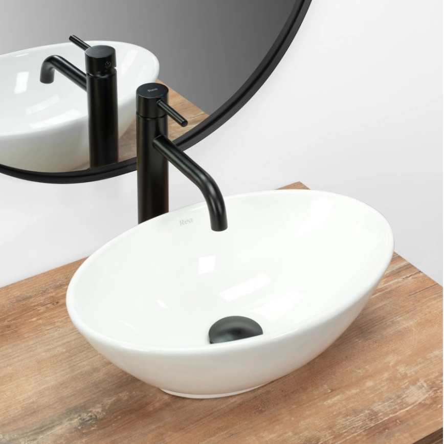 REA-U5804 - Lavabo sobre encimera PAMELA MINI 26,5x40 cm cerámica/blanco brillante
