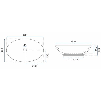 REA-U5804 - Lavabo sobre encimera PAMELA MINI 26,5x40 cm cerámica/blanco brillante