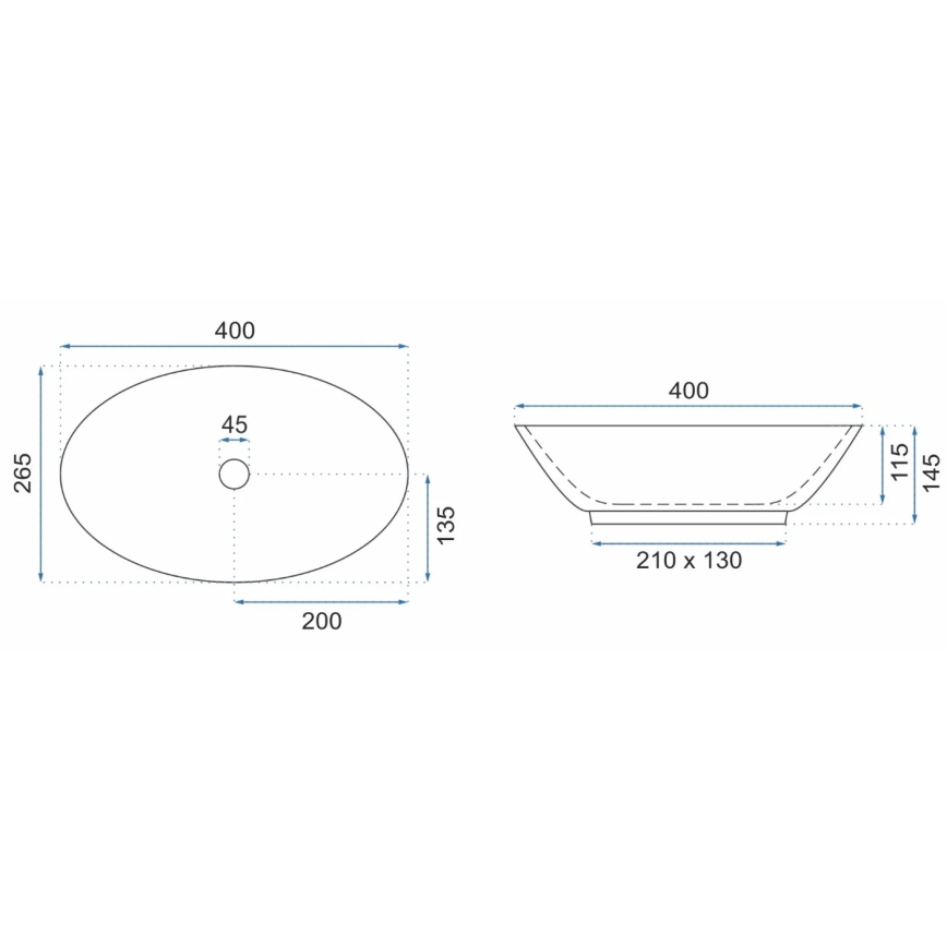 REA-U5804 - Lavabo sobre encimera PAMELA MINI 26,5x40 cm cerámica/blanco brillante