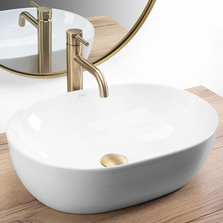REA-U6022 - Lavabo de encimera LISA 35x49 cm cerámica/blanco brillante