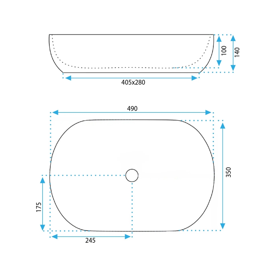 REA-U6022 - Lavabo de encimera LISA 35x49 cm cerámica/blanco brillante