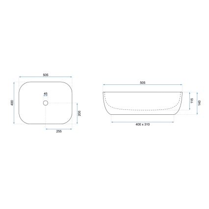 REA-U6300 - Lavabo de encimera MONA SLIM 40x50,5 cm cerámica/blanco brillante