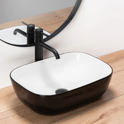 REA-U6332 - Lavabo sobre encimera BELINDA 33x46,5 cm cerámica/negro/blanco