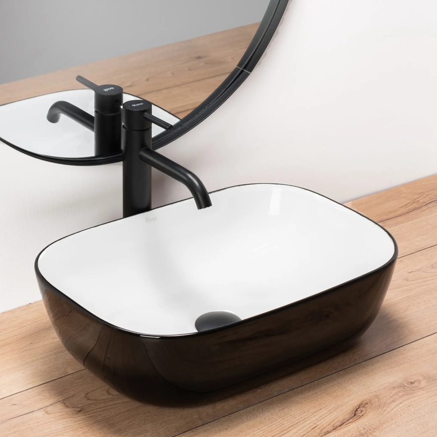 REA-U6332 - Lavabo sobre encimera BELINDA 33x46,5 cm cerámica/negro/blanco