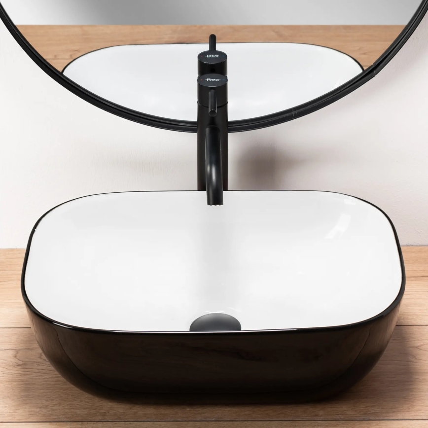 REA-U6332 - Lavabo sobre encimera BELINDA 33x46,5 cm cerámica/negro/blanco