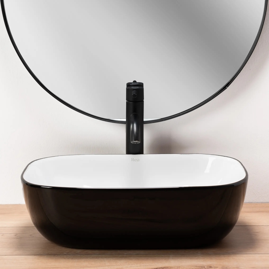 REA-U6332 - Lavabo sobre encimera BELINDA 33x46,5 cm cerámica/negro/blanco