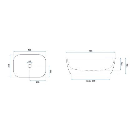 REA-U6332 - Lavabo sobre encimera BELINDA 33x46,5 cm cerámica/negro/blanco