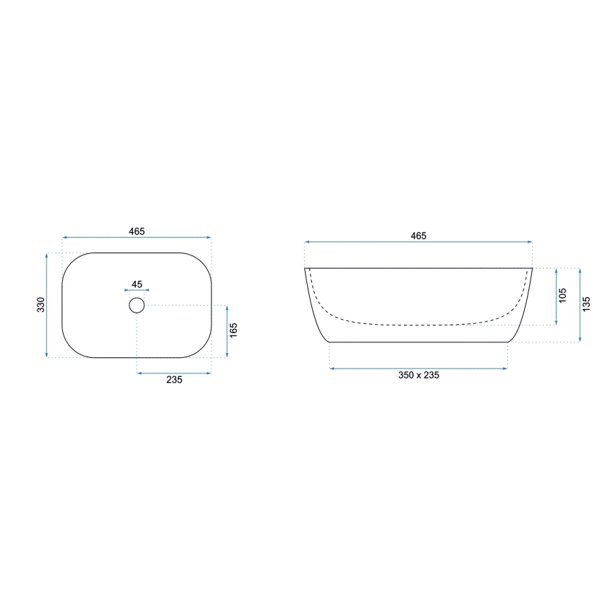 REA-U6332 - Lavabo sobre encimera BELINDA 33x46,5 cm cerámica/negro/blanco