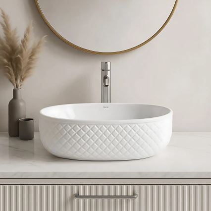REA-U6366 - Lavabo sobre encimera OKTAWIA 35,5x50 cm cerámica/blanco