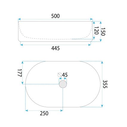 REA-U6366 - Lavabo sobre encimera OKTAWIA 35,5x50 cm cerámica/blanco