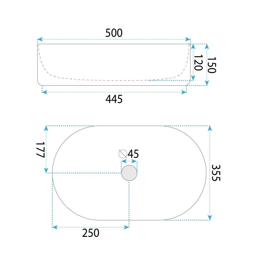 REA-U6366 - Lavabo sobre encimera OKTAWIA 35,5x50 cm cerámica/blanco
