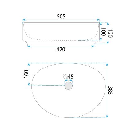 REA-U6370 - Lavabo sobre encimera JOANA 38,5 x 50,5 cm cerámica/blanco brillante