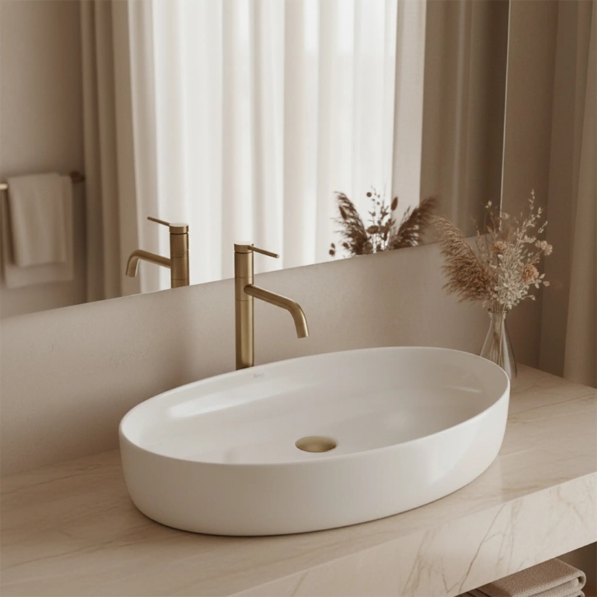 REA-U6371 - Lavabo sobre encimera JOANA 40,5x65,5 cm cerámica/blanco brillante